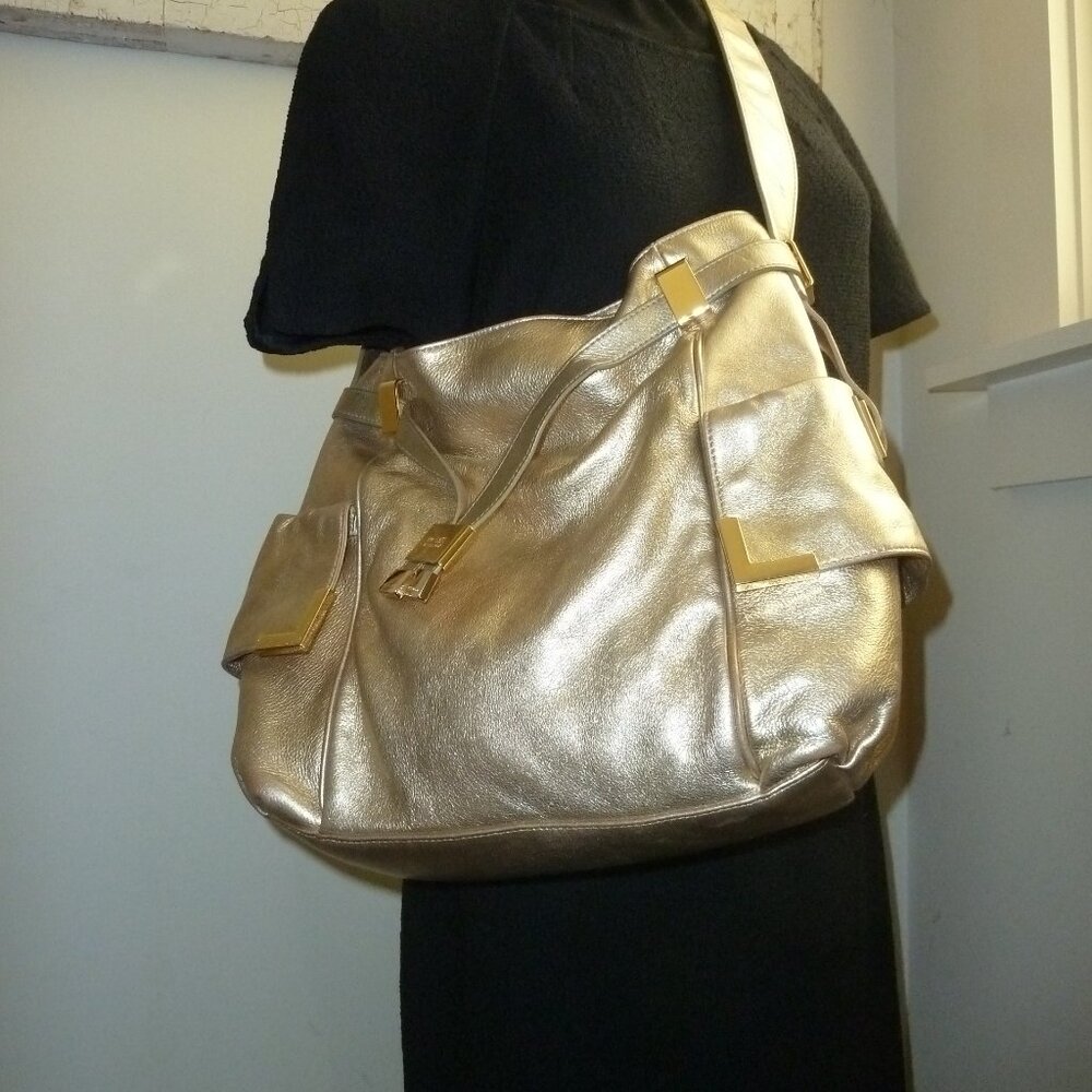 Michael Kors Gold Leather Handbag